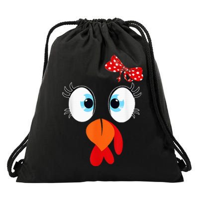 Cute Turkey Face Thanksgiving I'm Thankful Family Costume Drawstring Bag