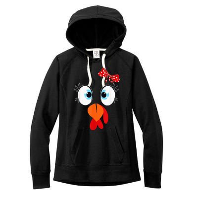 Cute Turkey Face Thanksgiving I'm Thankful Family Costume Women's Fleece Hoodie