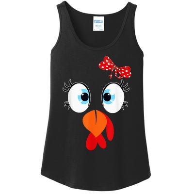 Cute Turkey Face Thanksgiving I'm Thankful Family Costume Ladies Essential Tank