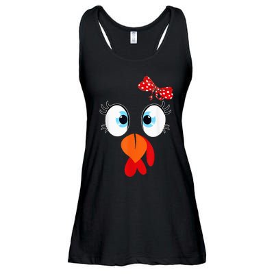 Cute Turkey Face Thanksgiving I'm Thankful Family Costume Ladies Essential Flowy Tank