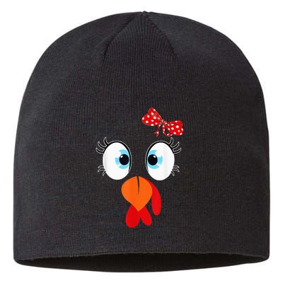 Cute Turkey Face Thanksgiving I'm Thankful Family Costume Sustainable Beanie
