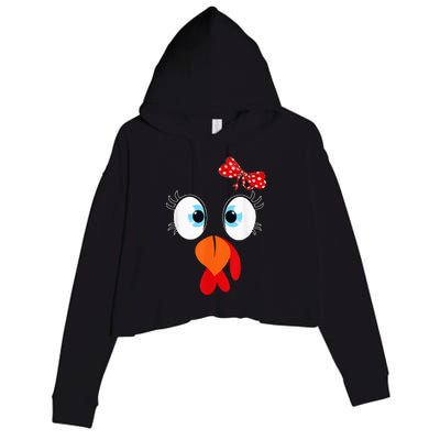 Cute Turkey Face Thanksgiving I'm Thankful Family Costume Crop Fleece Hoodie