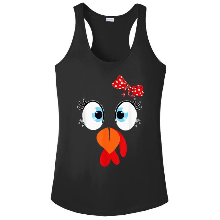 Cute Turkey Face Thanksgiving I'm Thankful Family Costume Ladies PosiCharge Competitor Racerback Tank