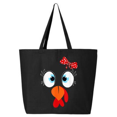 Cute Turkey Face Thanksgiving I'm Thankful Family Costume 25L Jumbo Tote