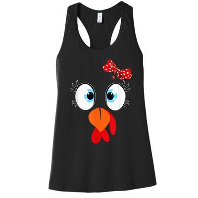 Cute Turkey Face Thanksgiving I'm Thankful Family Costume Women's Racerback Tank