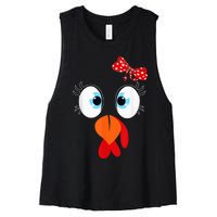 Cute Turkey Face Thanksgiving I'm Thankful Family Costume Women's Racerback Cropped Tank