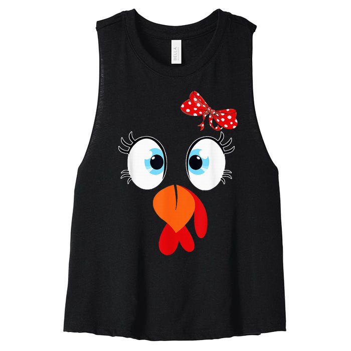 Cute Turkey Face Thanksgiving I'm Thankful Family Costume Women's Racerback Cropped Tank