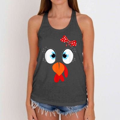 Cute Turkey Face Thanksgiving I'm Thankful Family Costume Women's Knotted Racerback Tank