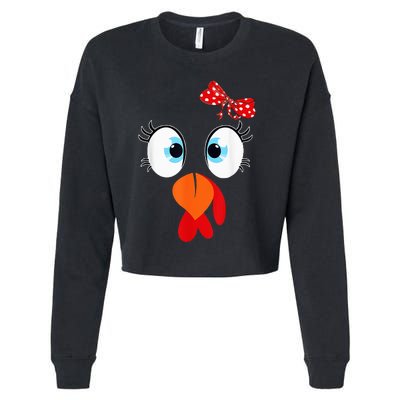 Cute Turkey Face Thanksgiving I'm Thankful Family Costume Cropped Pullover Crew