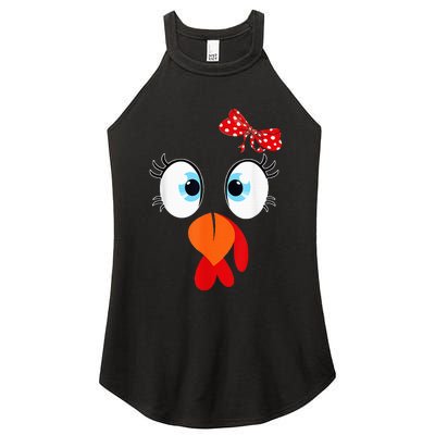 Cute Turkey Face Thanksgiving I'm Thankful Family Costume Women's Perfect Tri Rocker Tank