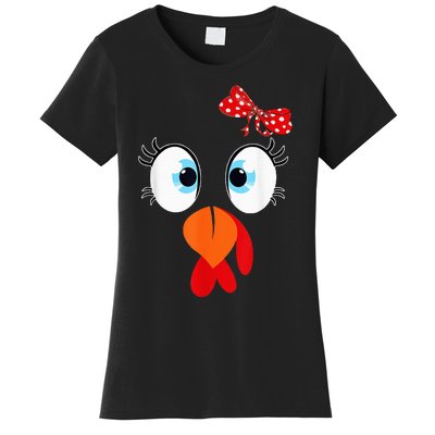 Cute Turkey Face Thanksgiving I'm Thankful Family Costume Women's T-Shirt