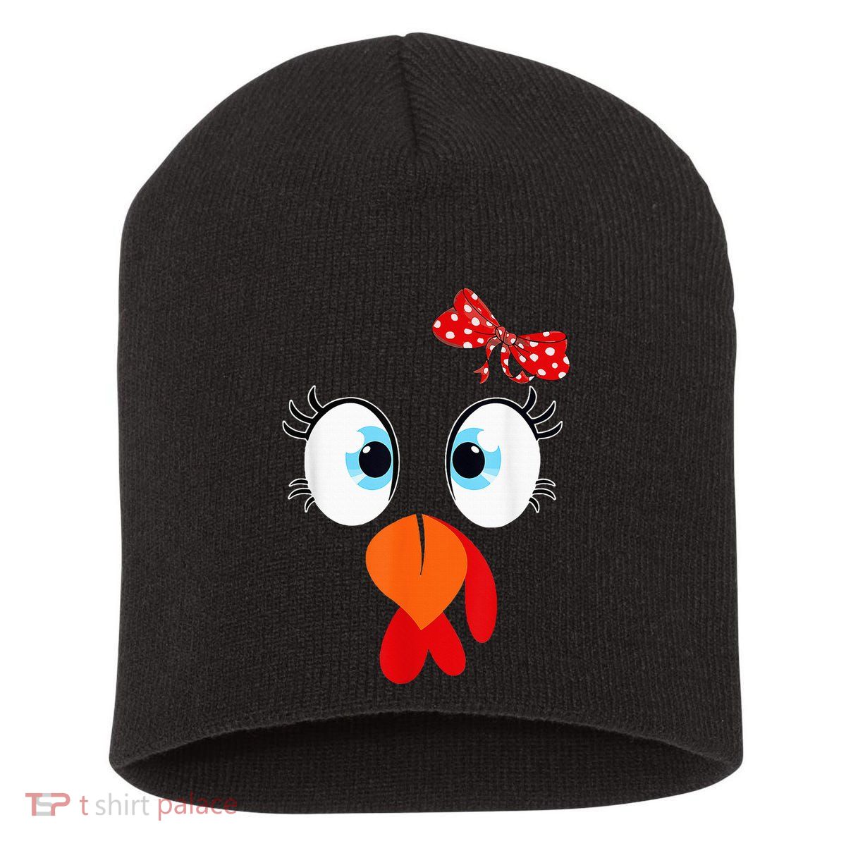 Cute Turkey Face Thanksgiving I'm Thankful Family Costume Short Acrylic Beanie