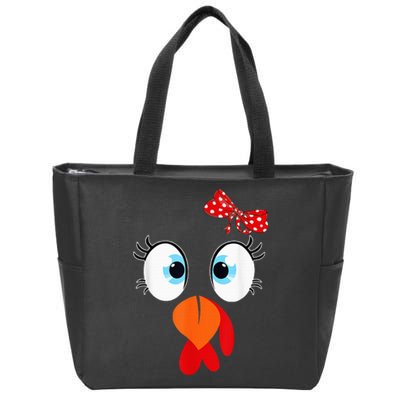 Cute Turkey Face Thanksgiving I'm Thankful Family Costume Zip Tote Bag