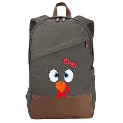 Cute Turkey Face Thanksgiving I'm Thankful Family Costume Cotton Canvas Backpack