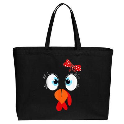 Cute Turkey Face Thanksgiving I'm Thankful Family Costume Cotton Canvas Jumbo Tote