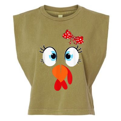 Cute Turkey Face Thanksgiving I'm Thankful Family Costume Garment-Dyed Women's Muscle Tee