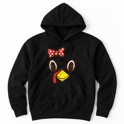 Cute Turkey Face Ribbon Thanksgiving Hoodie