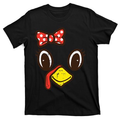 Cute Turkey Face Ribbon Thanksgiving T-Shirt