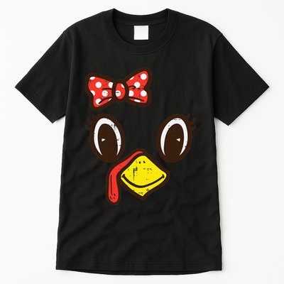 Cute Turkey Face Ribbon Thanksgiving Tall T-Shirt