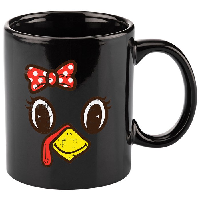 Cute Turkey Face Ribbon Thanksgiving 11oz C Handle Ceramic Mug