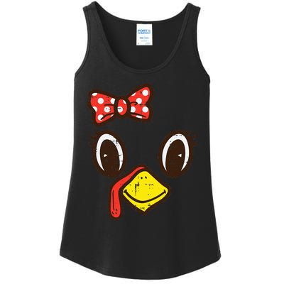 Cute Turkey Face Ribbon Thanksgiving Ladies Essential Tank