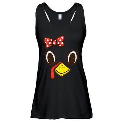 Cute Turkey Face Ribbon Thanksgiving Ladies Essential Flowy Tank