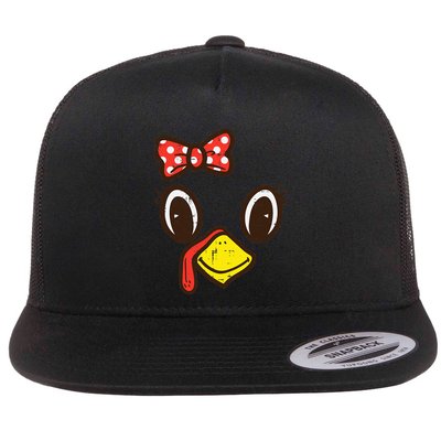 Cute Turkey Face Ribbon Thanksgiving Flatbill Hat