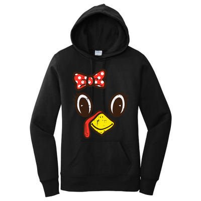 Cute Turkey Face Ribbon Thanksgiving Women's Pullover Hoodie