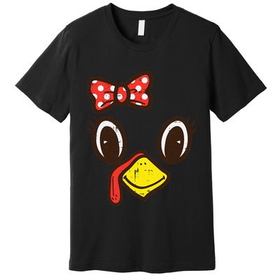 Cute Turkey Face Ribbon Thanksgiving Premium T-Shirt