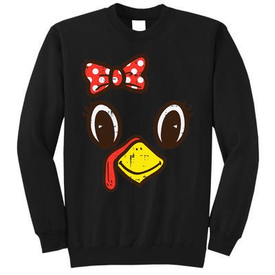 Cute Turkey Face Ribbon Thanksgiving Tall Sweatshirt