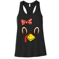 Cute Turkey Face Ribbon Thanksgiving Women's Racerback Tank