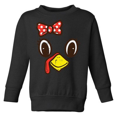 Cute Turkey Face Ribbon Thanksgiving Toddler Sweatshirt