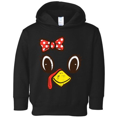 Cute Turkey Face Ribbon Thanksgiving Toddler Hoodie