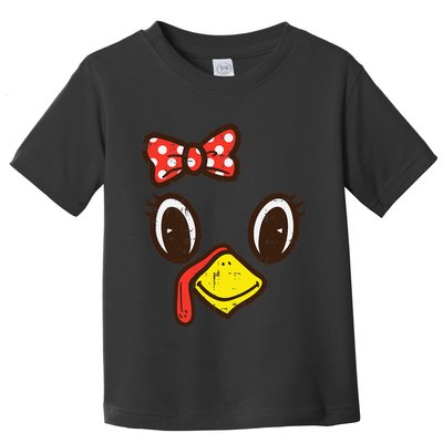 Cute Turkey Face Ribbon Thanksgiving Toddler T-Shirt
