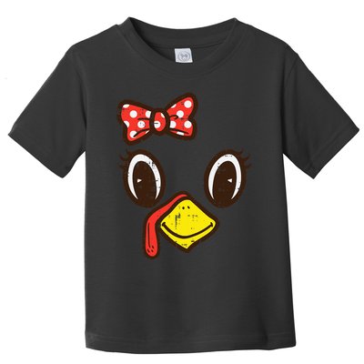 Cute Turkey Face Ribbon Thanksgiving Toddler T-Shirt