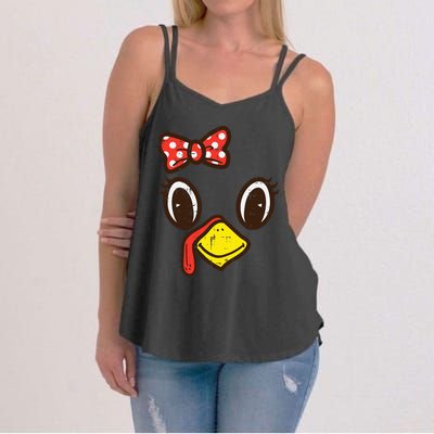 Cute Turkey Face Ribbon Thanksgiving Women's Strappy Tank