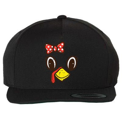Cute Turkey Face Ribbon Thanksgiving Wool Snapback Cap