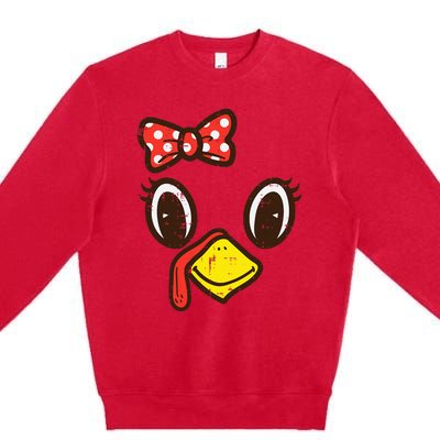 Cute Turkey Face Ribbon Thanksgiving Premium Crewneck Sweatshirt