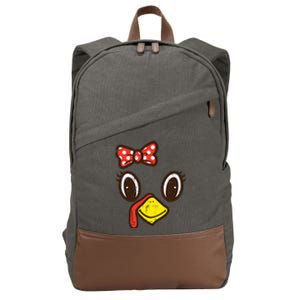 Cute Turkey Face Ribbon Thanksgiving Cotton Canvas Backpack