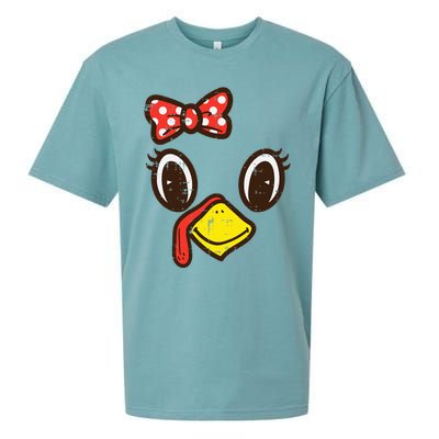 Cute Turkey Face Ribbon Thanksgiving Sueded Cloud Jersey T-Shirt