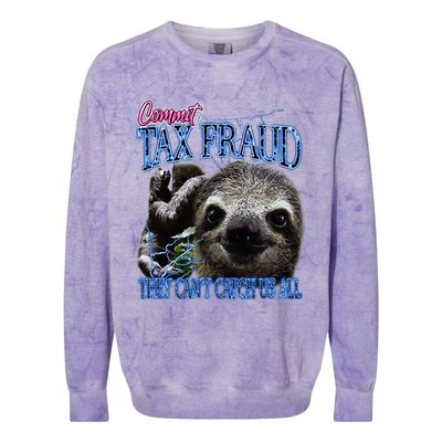 Commit Tax Fraud Retro Bootleg Rap Sloth Streetwear Colorblast Crewneck Sweatshirt