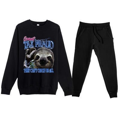 Commit Tax Fraud Retro Bootleg Rap Sloth Streetwear Premium Crewneck Sweatsuit Set