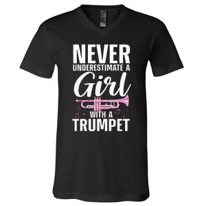 Cool Trumpet For Women Girl Marching Band Trumpet Player V-Neck T-Shirt