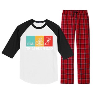 Cool Triathlon For Dad Father Swimming Running Swim Bike Run Gift Raglan Sleeve Pajama Set