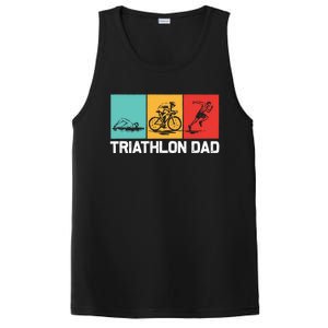 Cool Triathlon For Dad Father Swimming Running Swim Bike Run Gift PosiCharge Competitor Tank