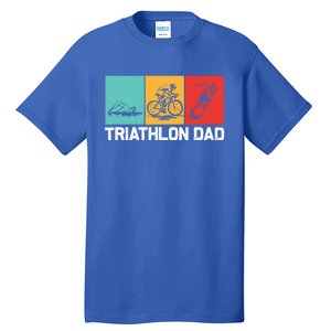 Cool Triathlon For Dad Father Swimming Running Swim Bike Run Gift Tall T-Shirt