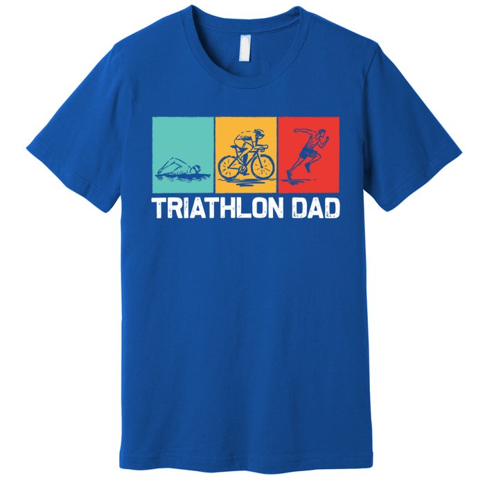 Cool Triathlon For Dad Father Swimming Running Swim Bike Run Gift Premium T-Shirt