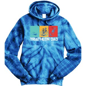 Cool Triathlon For Dad Father Swimming Running Swim Bike Run Gift Tie Dye Hoodie