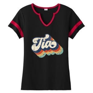 Cute Tia for Auntie Best Tia Ever Aunt Retro mom Ladies Halftime Notch Neck Tee