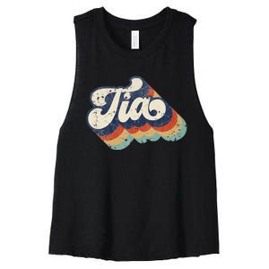 Cute Tia for Auntie Best Tia Ever Aunt Retro mom Women's Racerback Cropped Tank